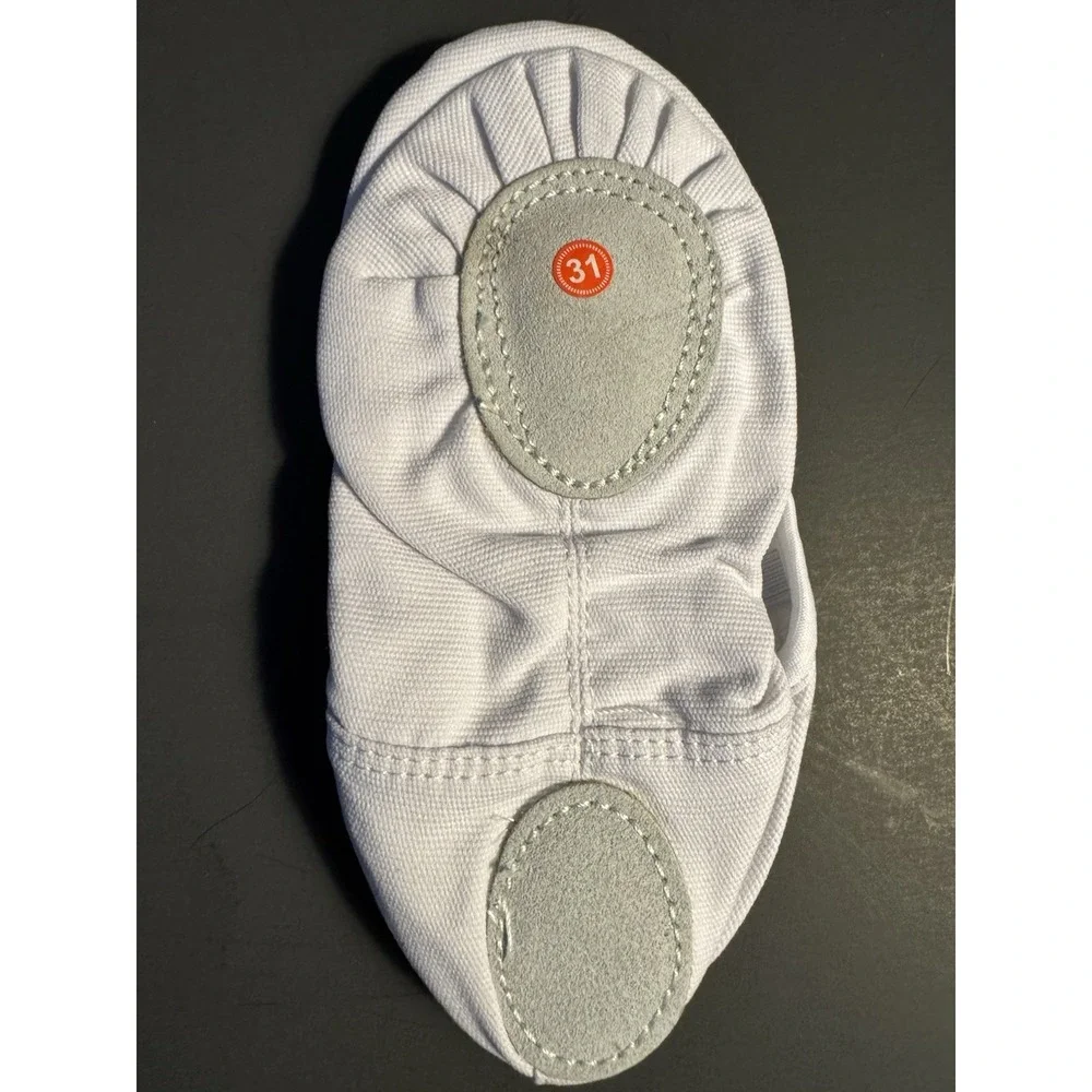 Girls White Ballet Slippers Canvas Dance Shoes Child 13M New Minor Stains